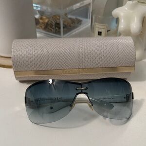 Jimmy Choo Black and Gray Sunglasses with Textured Case